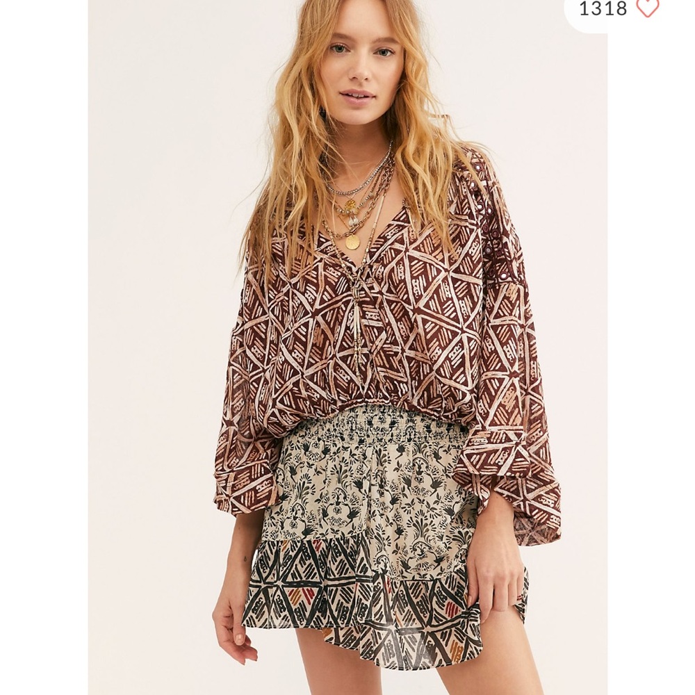 Black and Cream Printed Mini Skirt from Free People - Sz XS